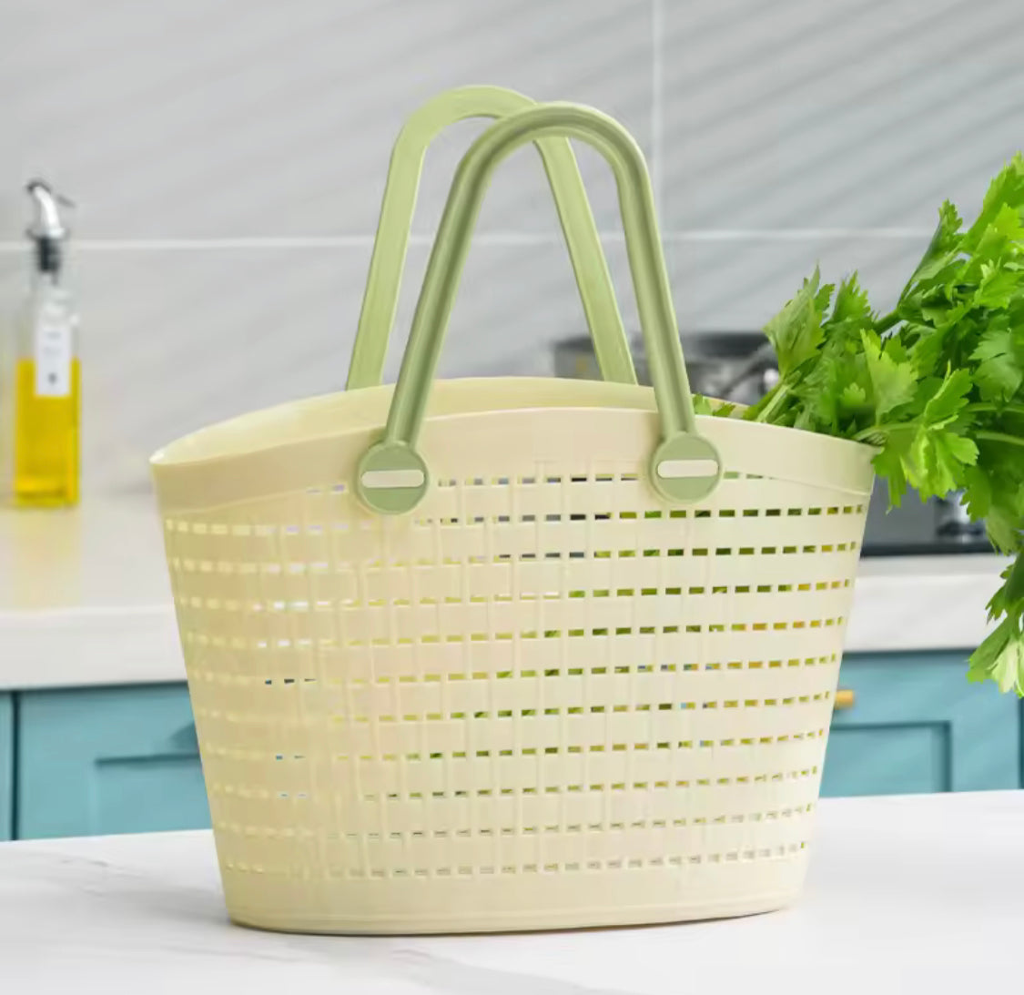 Portable Handheld Picnic Basket, Handheld Kitchen Grocery Basket, Multipurpose Laundry Basket, Creative Hollow Out Shower Basket