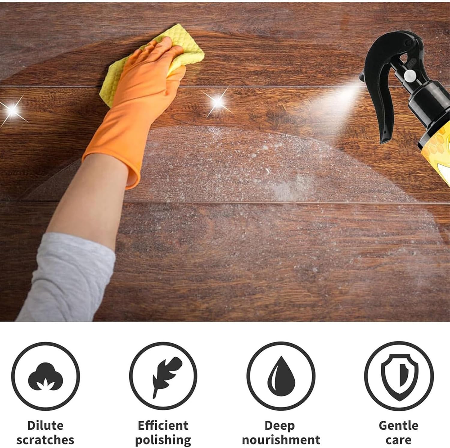Beewax Natural Polish Spray, Honey Glow Wood Polish, Wood Revive Essential Oil Wax, Floor & Furniture Therapy