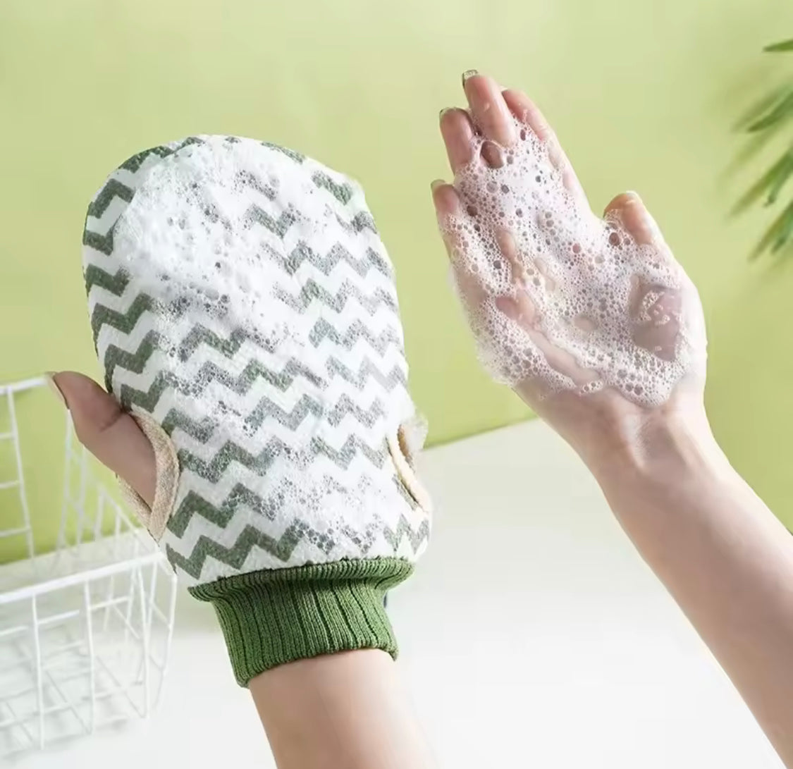 Double Sided Exfoliating Bath Gloves, Back Scrubbing Thickened Mud Gloves, Dead Skin Removal, Thumb Hole Design Body Scrub Glove, Bathing Accessories