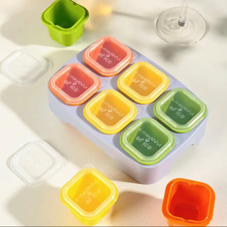 Reusable Ice Block Molds,
6 Grid Cube Tray, Square Ice Block Storage With Lid