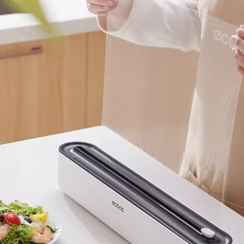 Food Wrap Dispenser Cutter With Suction Bottoms, Cling Film Wrapping Paper Cutter, Packaging Dispenser With Cutter, Storage Preservative Film Roll Case With Cutting Blade, New Cling Film Cutter