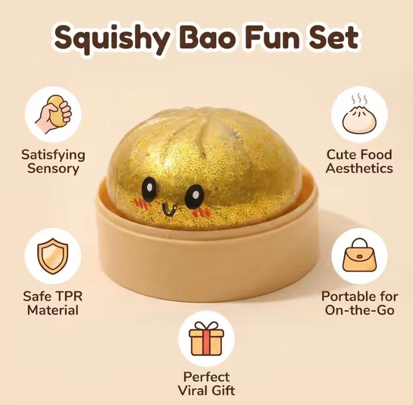 Mini Glitter Dumpling Squishy Ball, Soft Glitter Squishy Ball for Kids Kawaii Glitter Squishy Stress Ball, Soft Sensory Fidget Toy, Cute Glitter Gel Squishy Toy