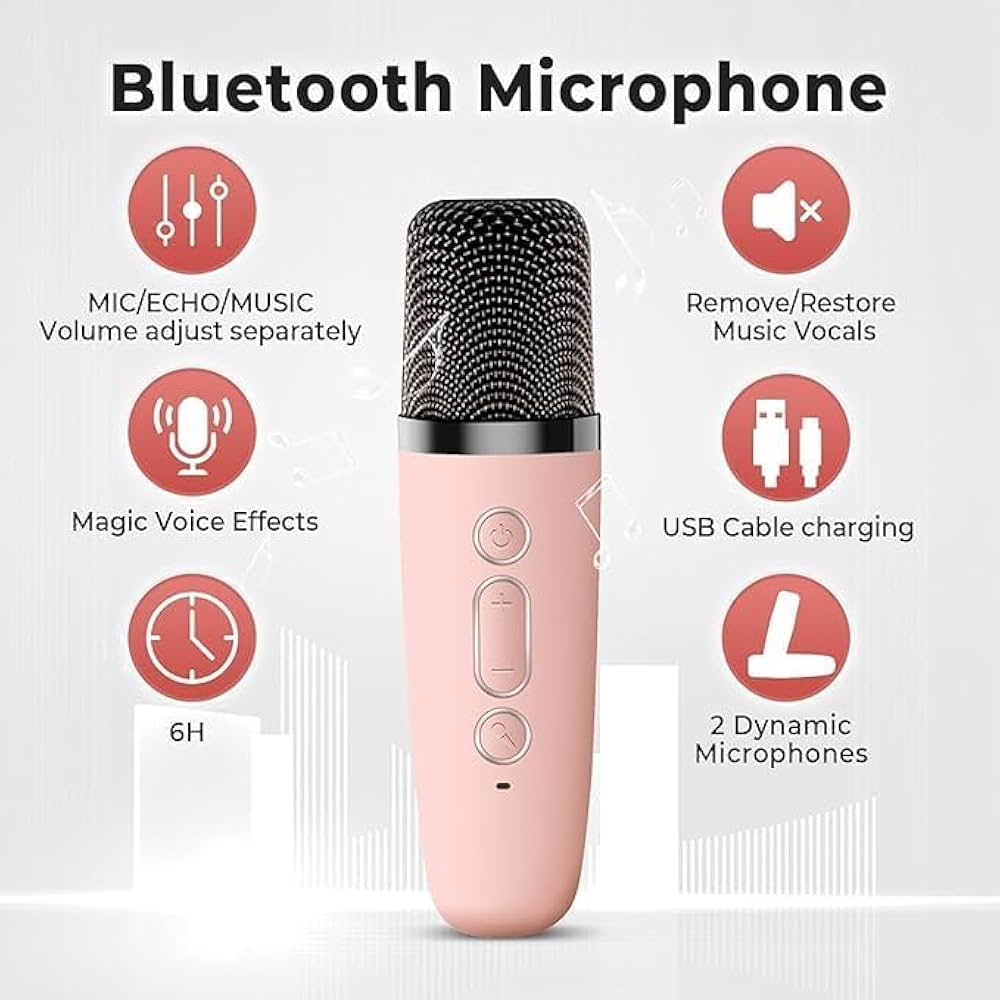 Mini Karaoke Bluetooth Speaker, Wireless Bluetooth Speaker, Portable Bluetooth Speaker, Party LED Lights Wireless Speaker