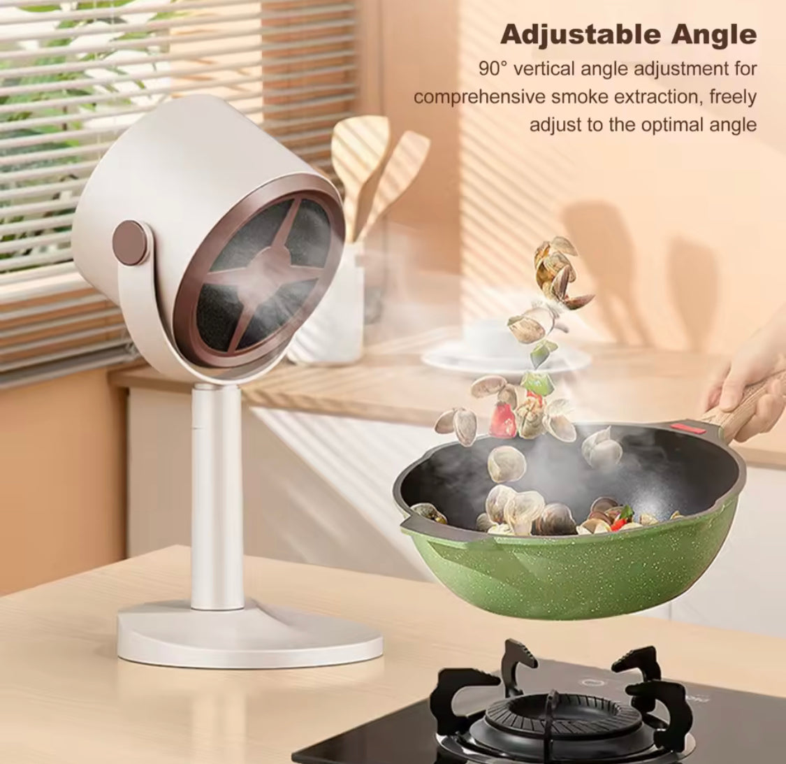 Rechargeable Kitchen Exhaust Fan with Adjustable Angle, Portable Desktop Exhaust Fan, Mini Kitchen Exhaust Fan