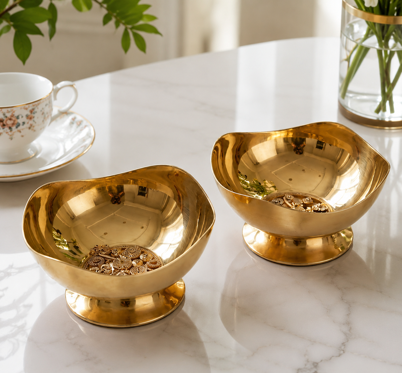 Stainless Steel Dessert Bowl, Decorative Ice Cream Serving Bowl with Pedestal Base, Elegant Gold Snack Bowl, Fancy Dessert Cup Bowl