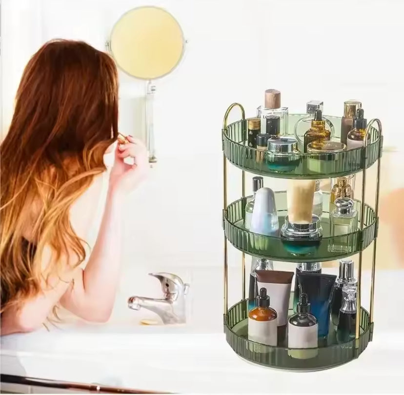 Luxury 360° Rotating Makeup Organizer, Transparent Cosmetics Storage Rack, Multifunctional Large Capacity Storage Box
