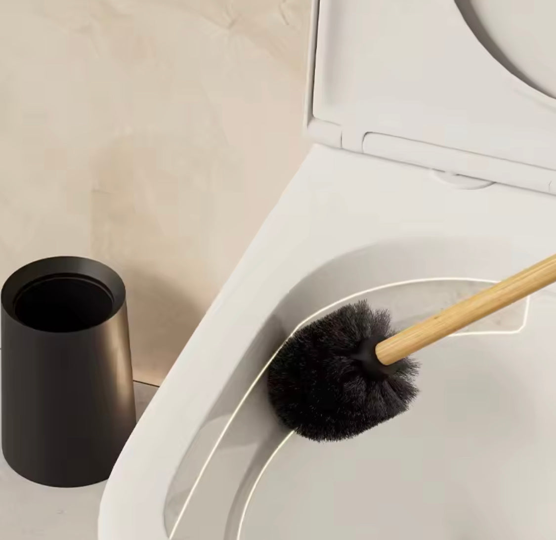 Anti Splashing Wooden Toilet Brush With Holder, Long Handle Toilet Brush, Household Washing Toilet Cleaning Brush