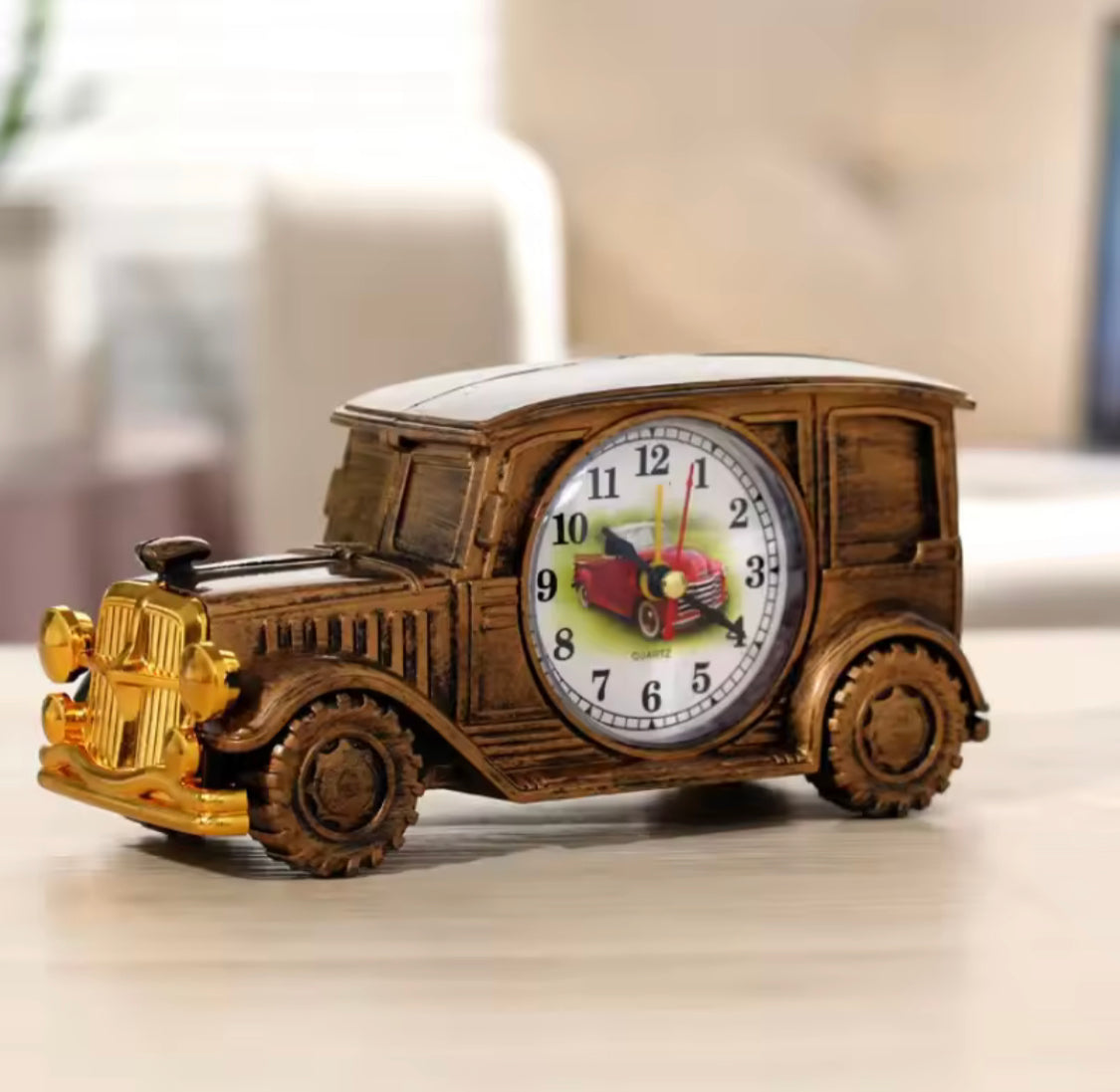 Retro Nostalgic Car Alarm Clock, Antique Engine Design Table Desk Decor, Antique Unique Classic Car Bedside Clock, Nostalgic Child Alarm Clock, Desktop Decor