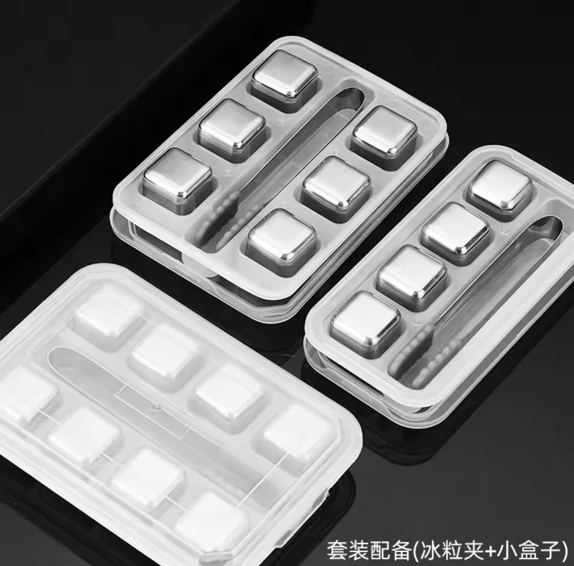 6 Grid Steel Ice Cubes With Clip, Quick Frozen Iced Square Chilling Stone, Reusable Chilling Ice Cubes, Rust-proof Ice Tartar, Multipurpose Kitchen Ice Cube With Tong