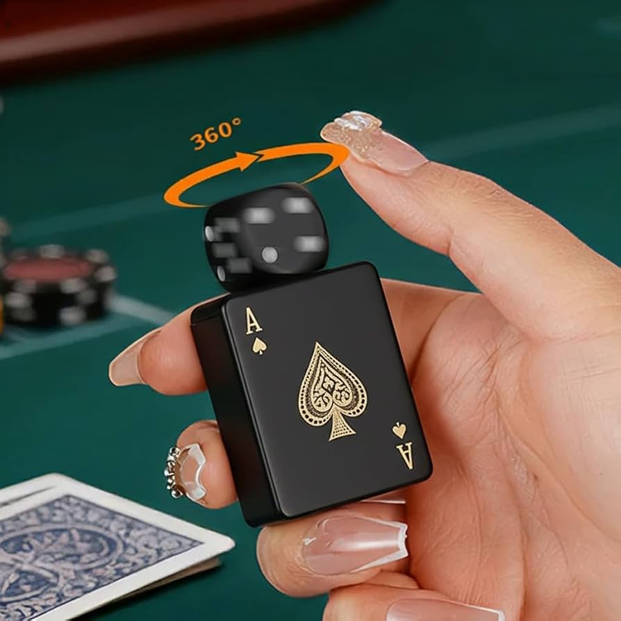Windproof Dice Head Lighter, Ace Card Windproof Pocket Lighter,
Dice Top Jet Flame Lighter, Refillable Fancy Ace Lighter