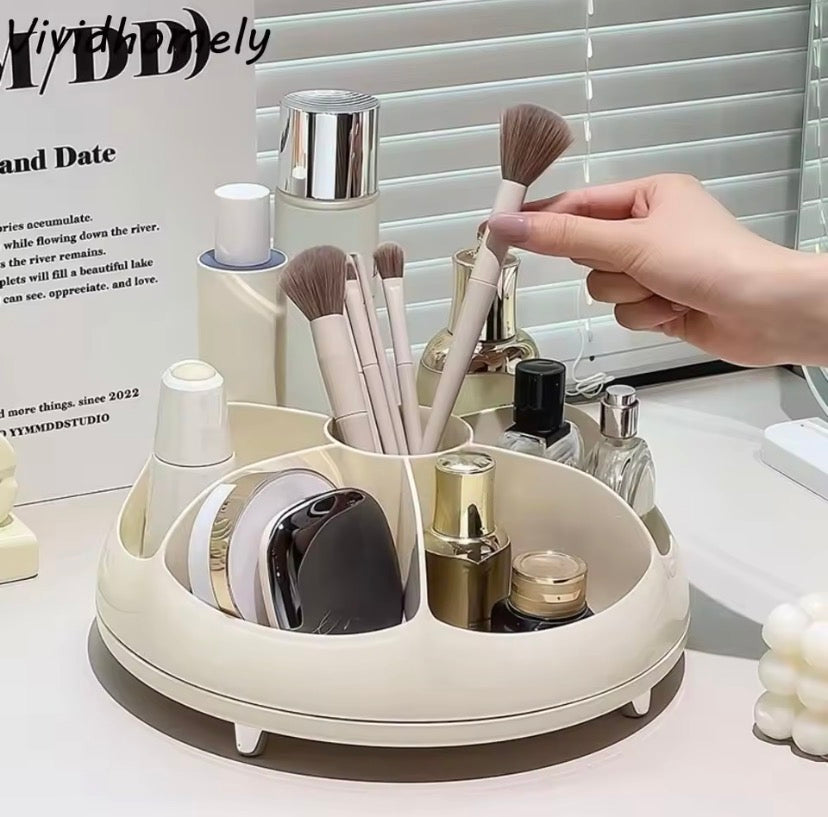 Plastic Rotating Cosmetic Storage Box, Makeup Brush Rotating Holder, Rotating Skincare Organizer