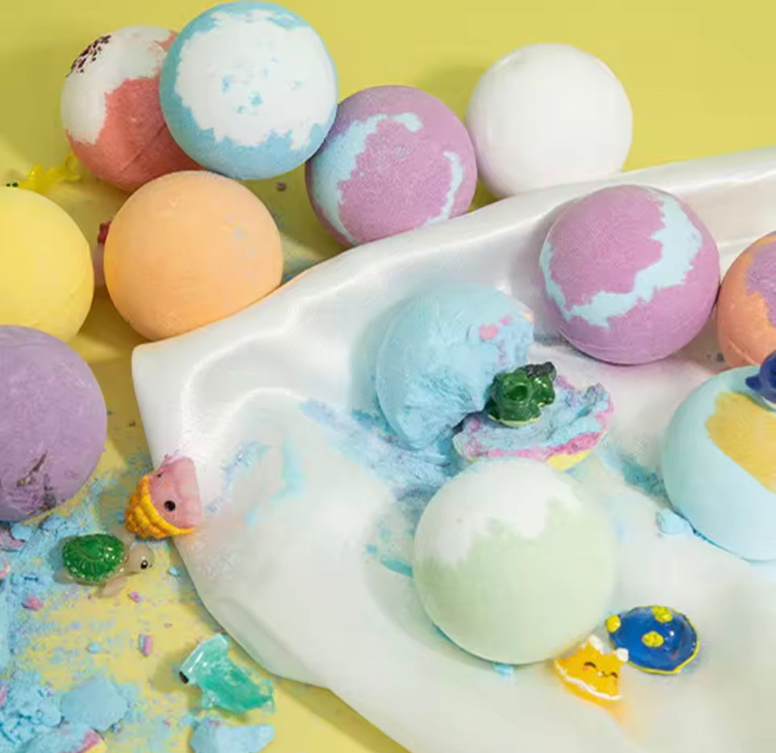 Kids Bubble Bath Balls Bomb Toy, Bubble Balls with Surprise Toys, Cleansing Body Bath Salt Balls