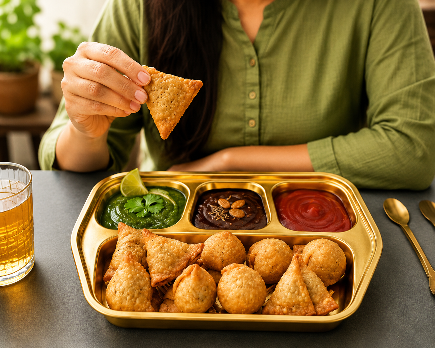 4 Compartment Snack Tray, Multipurpose Snack Serving Platter, Multi Section Snack Platter