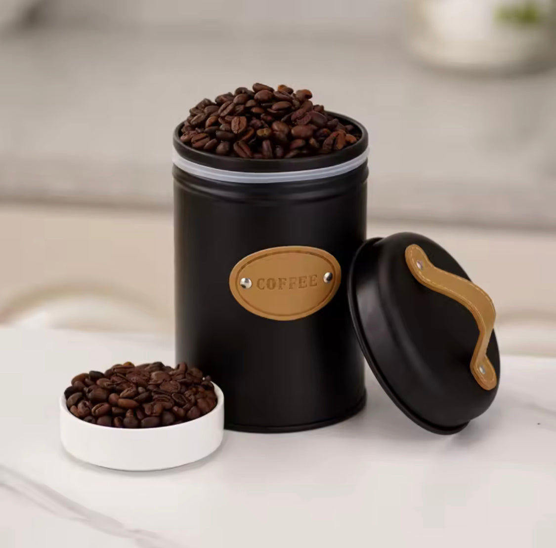 3pcs Coffee Tea And Sugar Jar With Lid, Moisture Proof Kitchen Storage Airtight Cans, Coffee Beans Tea Snacks Sealed Container, Seasoning Bottle Spice Jars, Stainless Steel Kitchen Storage Pots