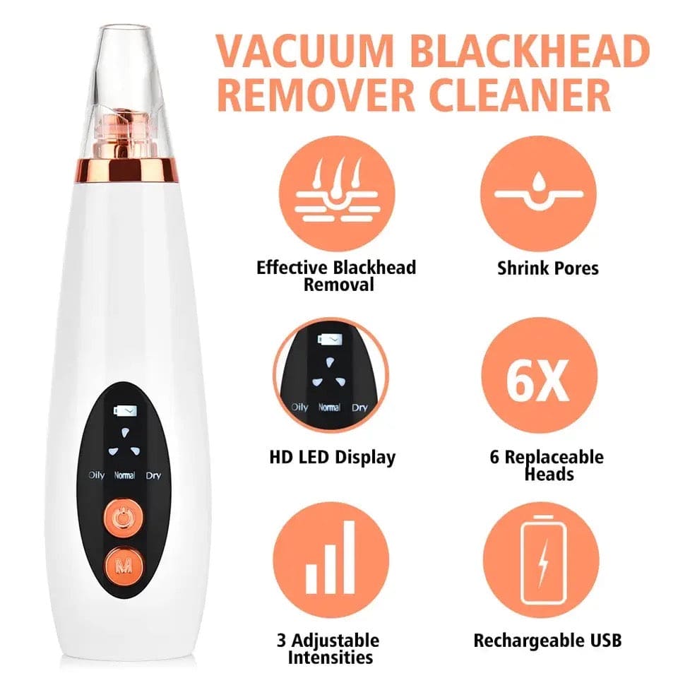 Electric Vacuum Pore Cleaner, 6 In 1 Blackheads Removing Device, Facial Black Spots White Dot Pimple Acne Cleaner, Beauty Extractor Skin Care Tools, Black Point Vacuum Suction Device, USB Rechargeable Bubble Beauty Instrument
