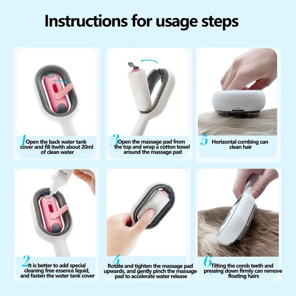 Pet Grooming Brush, Clothes Fuzz Shaver, 4 in 1 Pet Cleaning Hair Removal Comb, Travel Brush for Removing Pet Hair in Cloth, Self Slicker Cleaning Brush, Multifunctional Cat Dog Comb, Floating Hair Sticky Remover, Universal Pet Knots Remover