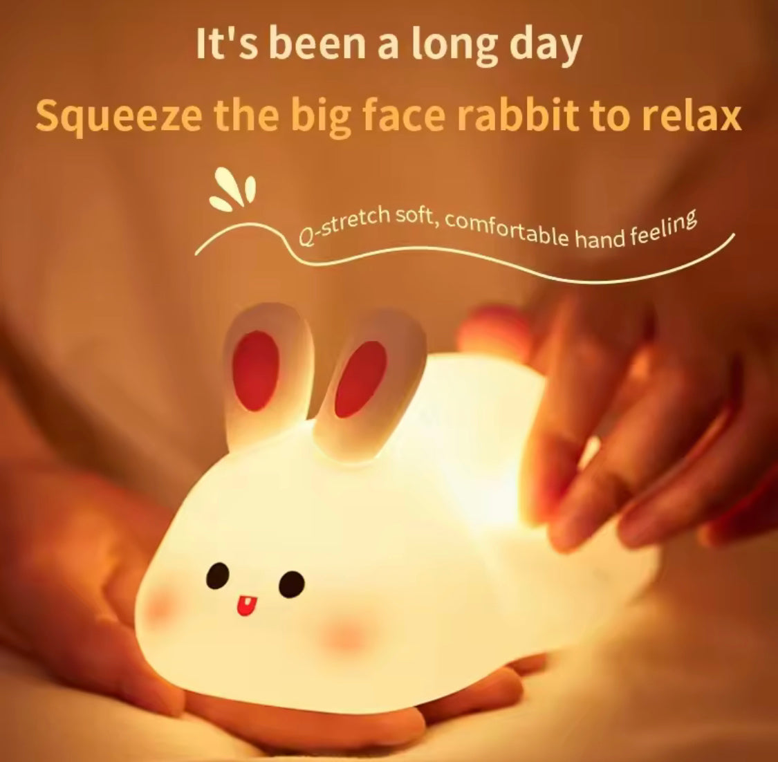 Silicone Rabbit Lamp, Rechargeable Bunny Lamp with Touch Sensor, Silicone LED Lamp For Kids, Multipurpose Silicon Touch Sensor Tap Light, Baby Kids Bedside Night Light