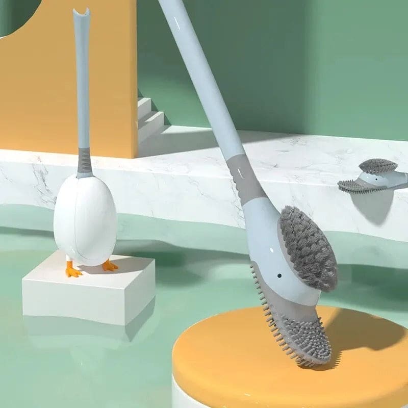 Diving Duck Toilet Brush, Wall Mounted Silicone Toilet Brush, Floor Standing Long Handle Bathroom Cleaning Brush, Dead Corner Toilet Brush, Household Wash Toilet Cleaning Accessories