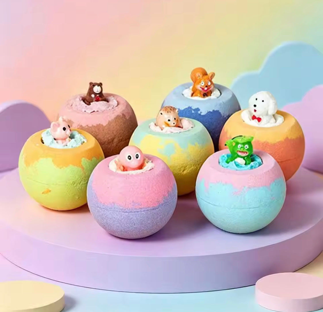 Kids Bubble Bath Balls Bomb Toy, Bubble Balls with Surprise Toys, Cleansing Body Bath Salt Balls