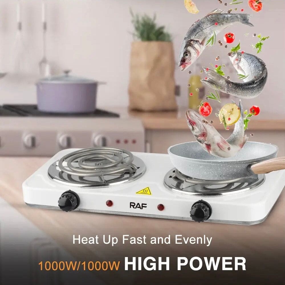 Double Head Electric Stove, Stainless Steel Induction Cooker, Portable Dual Hot Plate for Kitchen, Two Burner Electric Stove, Electric Countertop Stove Cooktop, Automatic Temperature Control Electric Stove, Home Double Burner Coil Hotplate