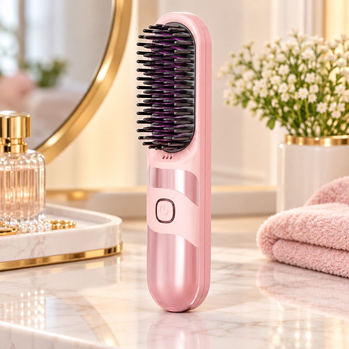 Mini Electric Hair Straightener Brush, Portable Hair Straightener Brush, Mini Travel Straightening Brush Comb