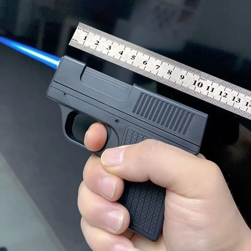 AMT Pistol Lighter, 10Pcs Regular Cigarette Case with Lighter, Metal Turbo Gun Lighter, Windproof Cigar Lighter, Inflatable Lighter With Cigarette Case, Cigarette Storage Jet Flame Lighter