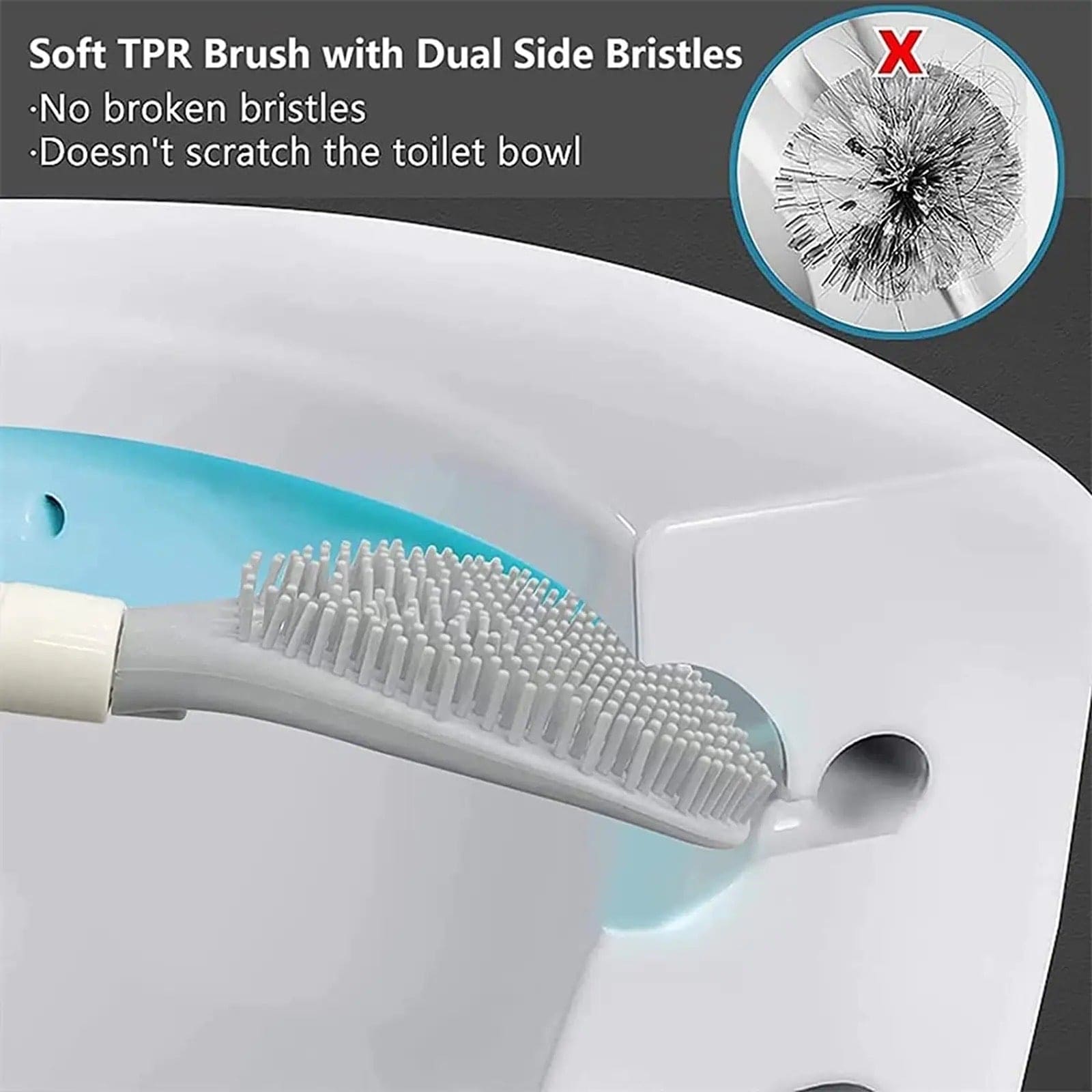 Soap Dispensing Toilet Brush With Holder, Silicone Long Handled Cleaning Brush, Wc Toilet Brushes Bathroom Accessories, Silicon Wall Hanging Toilet Brush With Bracket