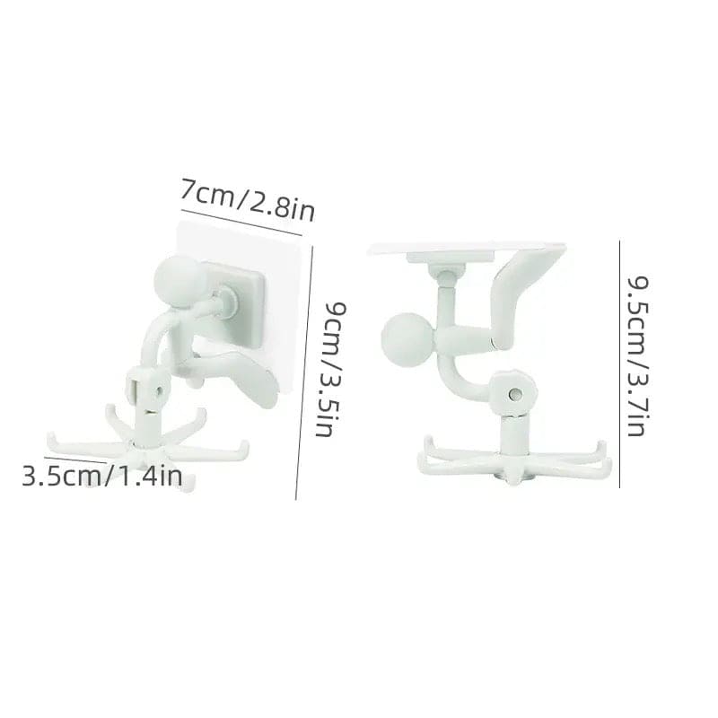 Little Man Claw Hook, Cabinet Wall Top Hook, 360° Rotatable Claw Hook, Dual Purpose Small Humanoid Hook, Traceless Shelf Sticky Hook, Kitchen Utensil Hanger Wall Hanger Hook, Multipurpose Self Adhesive Holder, Bathroom Kitchen Household Hanging Rack