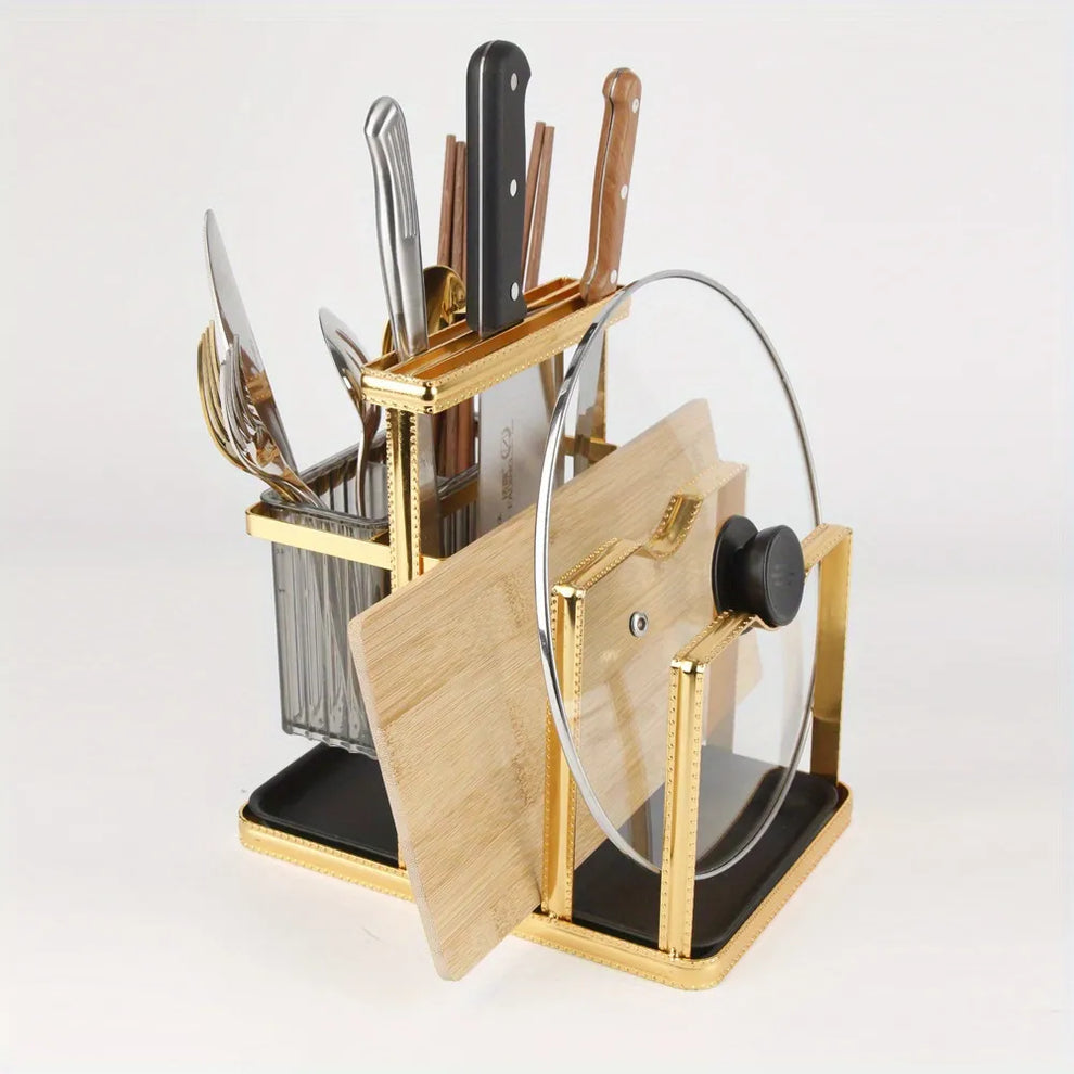 Kitchen Utensil And Pot Lid Organizer, Multi Purpose Kitchen Organizer, Elegant Knife And Lid Holder