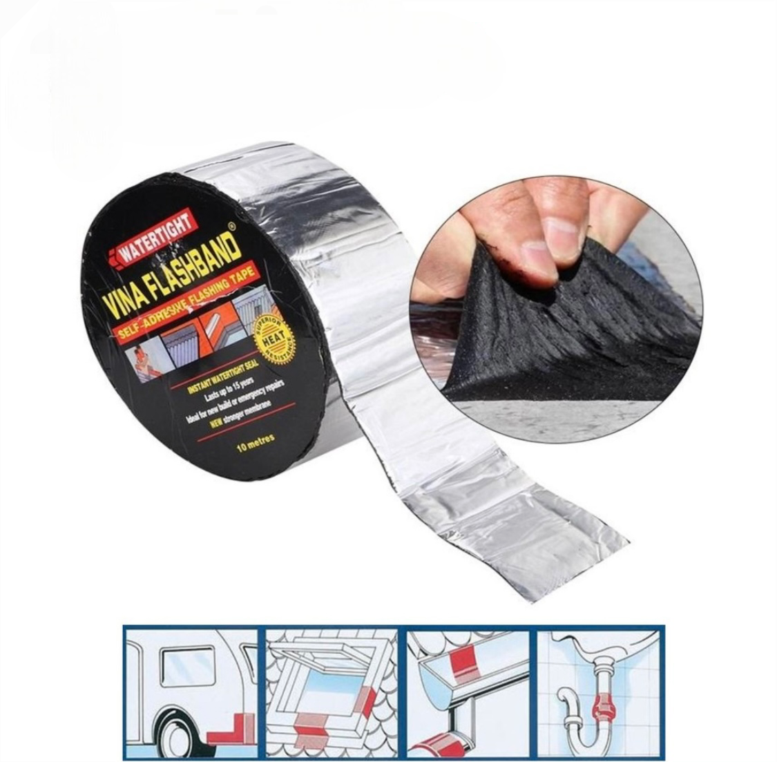 Self Adhesive Sealing Tape, Waterproof Seal Repair Sticker, Roof Duct Damage Sealant Tape