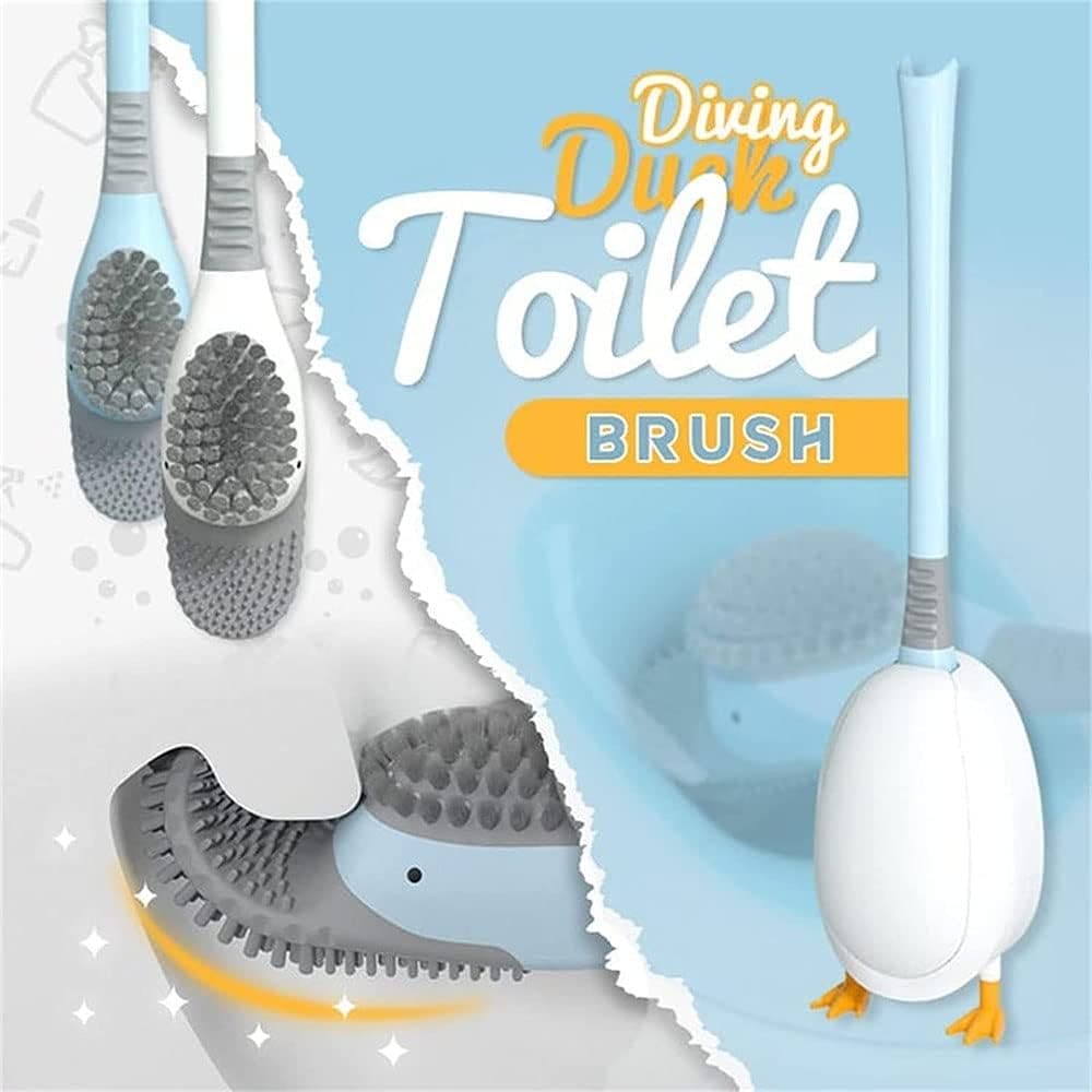 Diving Duck Toilet Brush, Wall Mounted Silicone Toilet Brush, Floor Standing Long Handle Bathroom Cleaning Brush, Dead Corner Toilet Brush, Household Wash Toilet Cleaning Accessories