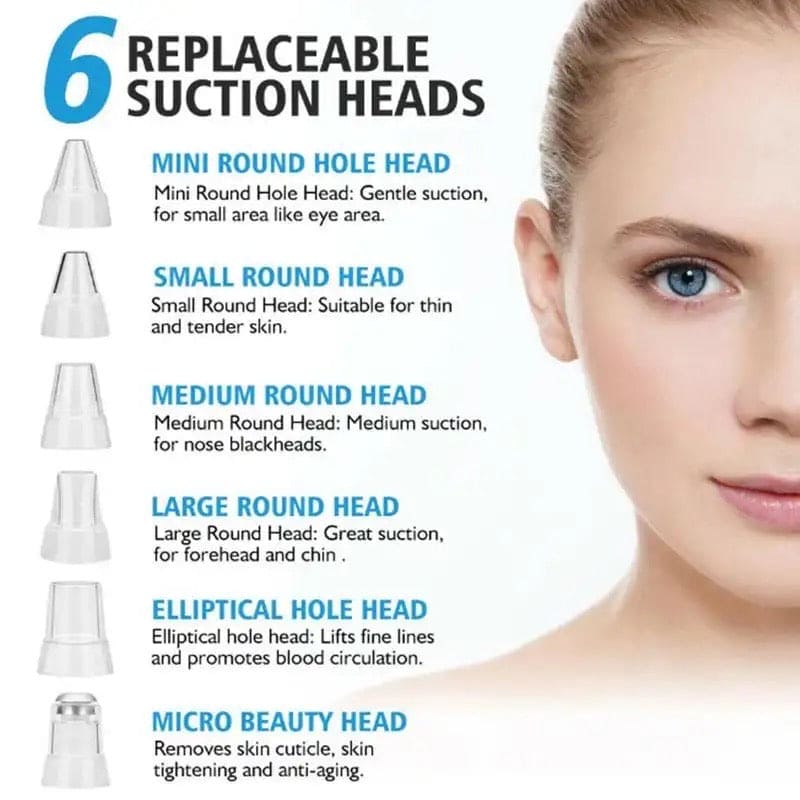 Electric Vacuum Pore Cleaner, 6 In 1 Blackheads Removing Device, Facial Black Spots White Dot Pimple Acne Cleaner, Beauty Extractor Skin Care Tools, Black Point Vacuum Suction Device, USB Rechargeable Bubble Beauty Instrument