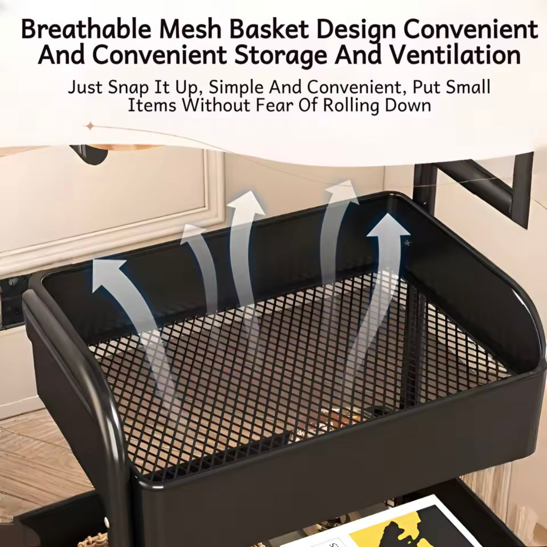 Movable Household Storage Cart, Household Multilayer Storage Rack With Wheels, Storage Rack With Table Board