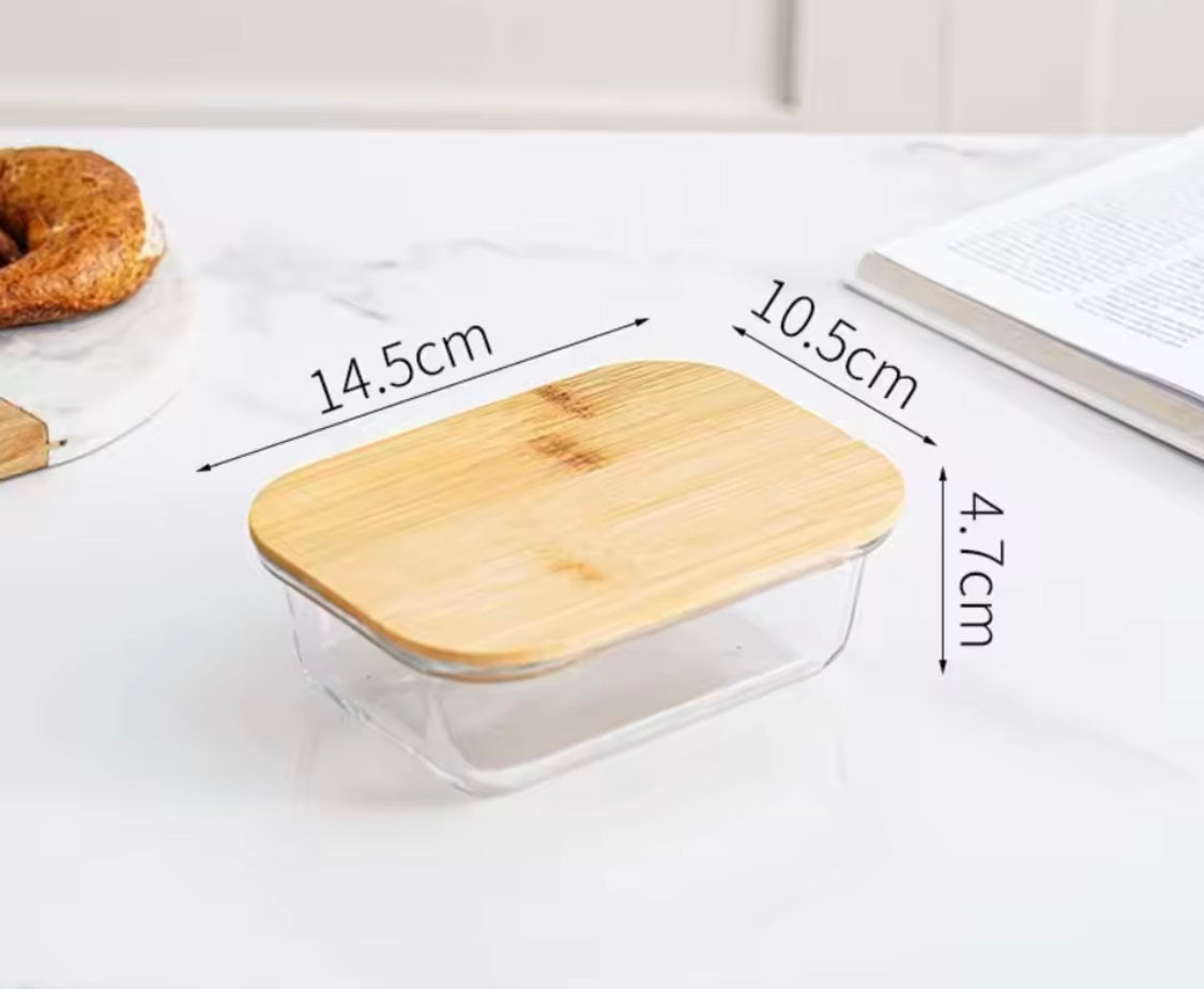 Set of 3 High Borosilicate Glass Bamboo Lunch Box, Heat Resistant Food Storage Containers With Lid, Food Storage Containers