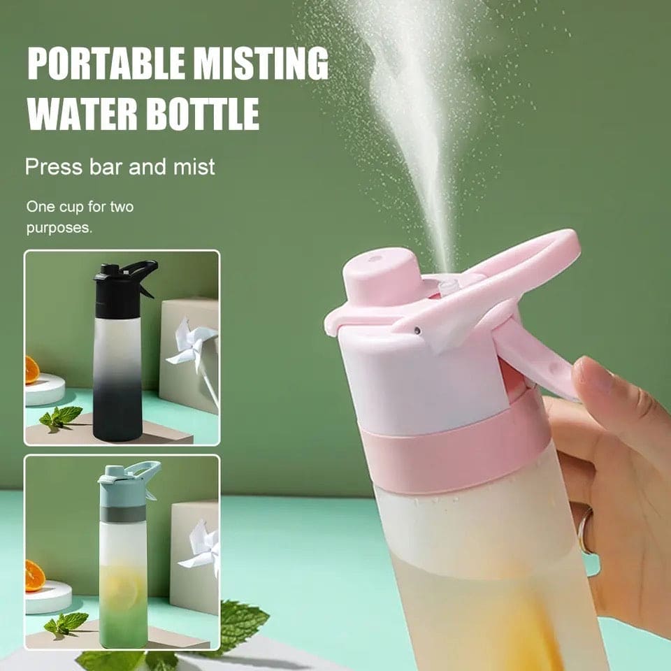 Spray Water Bottle, 700ml Fashion Cute Drinking Cup, Large Capacity Misting Water Bottle, Gradient Drinkware Travel Bottle, Outdoor Sport Fitness Water Cup