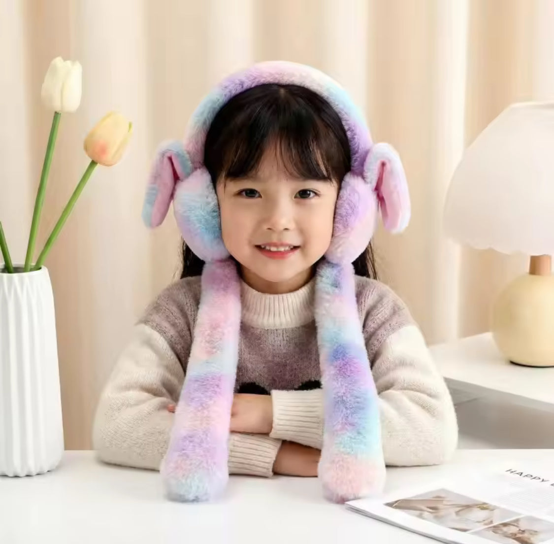 Warm Furry Ear Muffs, Colorful Rabbit Ear Covers, Cute Bunny Plush Ear Muffs, Student Ear Covers