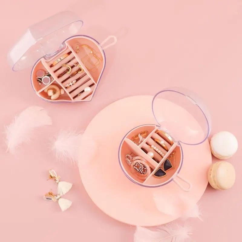 Circular Jewellery Box, Mini Round Shape Jewelry Organizer, Necklace Earrings Rings Holder, Transparent Round Travel Jewelry Box, Multi Grid Storage Case for Earrings Rings