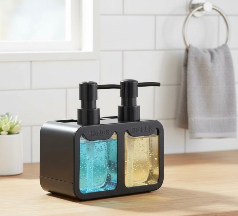 4 in 1 Manual Press Liquid Dish and Hand soap Dispenser, Dishwashing Soap Dispenser, Soap Dispenser With Sponge Holder