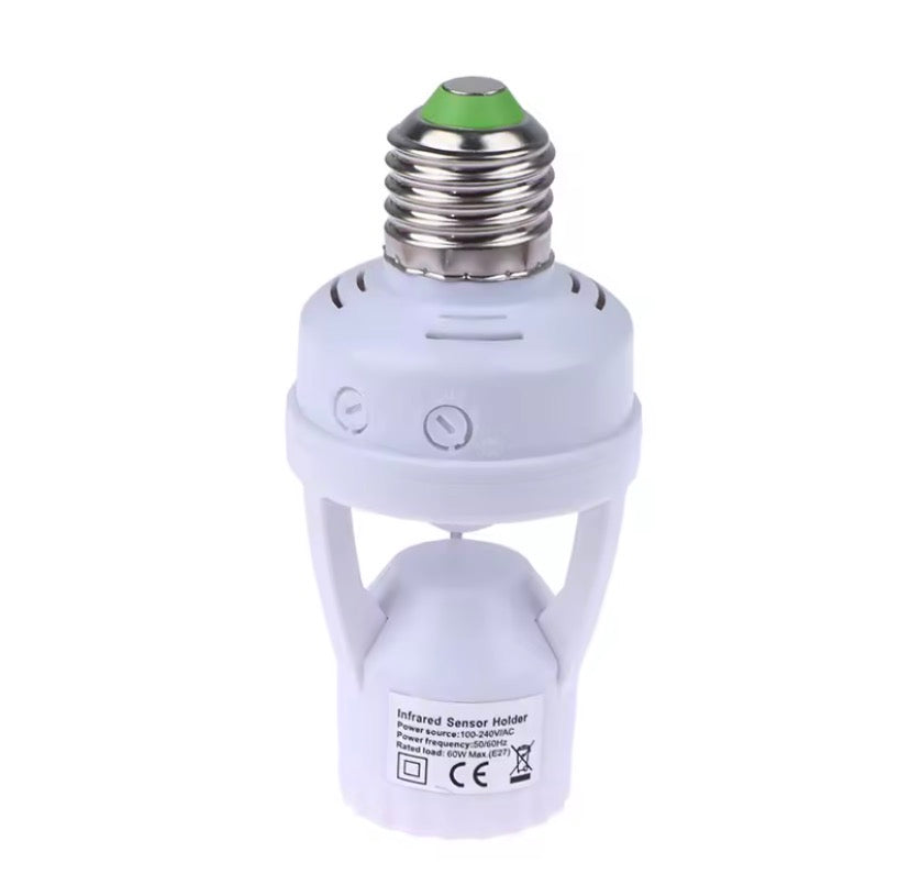 Smart Motion Sensor Bulb Holder, Auto On/Off Light Socket Adapter, Motion Sensor Light Bulb Socket Adapter, Smart Bulb Holder with Motion Detection