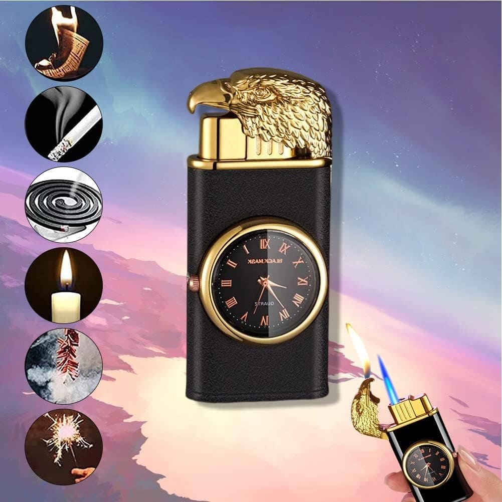 Eagle Head Double Flame Lighter, Metal Torch Turbo Double Fire Lighter, Kitchen Outdoor Portable Barbecue Camping Cigar Lighter, Windproof inflatable Lighter, Refillable Windproof Straight Flame Lighter