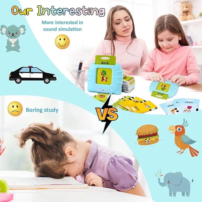 Talking Flash Card Reader, Set Of 12 Early Educated Card Machine, Pocket Vocabulary Educational Game, Educational Learning Talking Flash Cards, Kids English Language Electronic Audio Book, Toddlers Words Reading Helper