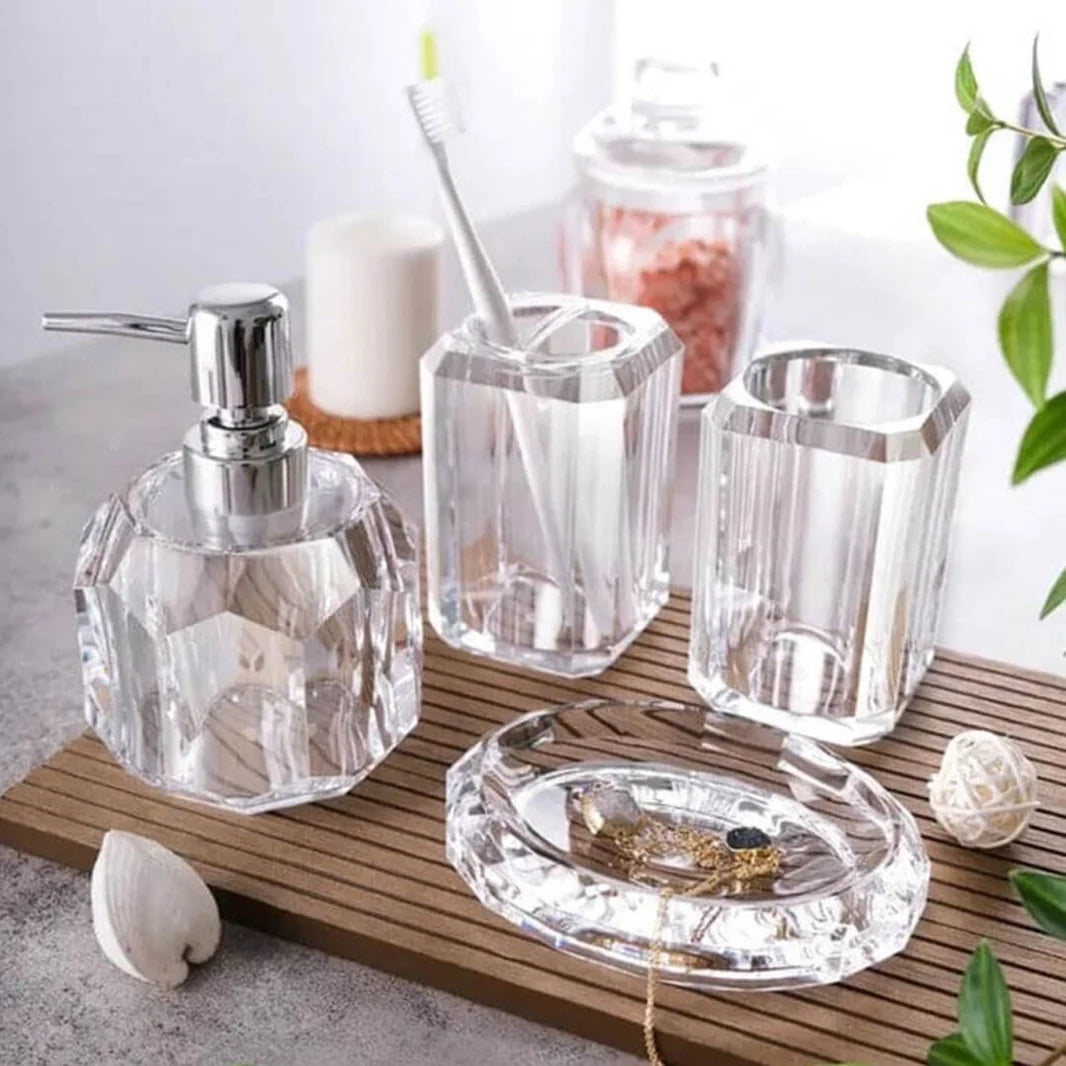 Acrylic Bathroom Set, Crystal Glass Soap Dispenser, Crystal Bathroom D   eveen.pk