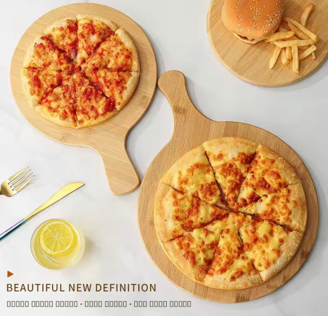 Wooden Pizza Paddle Serving Board, Eco Friendly Wood Serving Plate, Multipurpose Food Snack Steak Bread Tray, Decorative Kitchen Dining Table Dish, Kitchen Tools Accessories