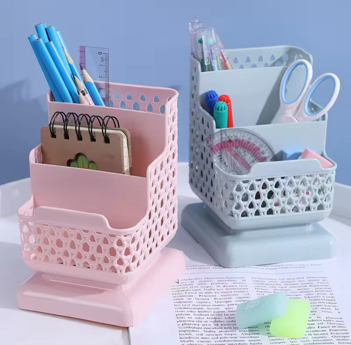 3 Step Stationery Desktop Organizer, Desktop Office Penholder Organizer, Stationery Desk Organizer