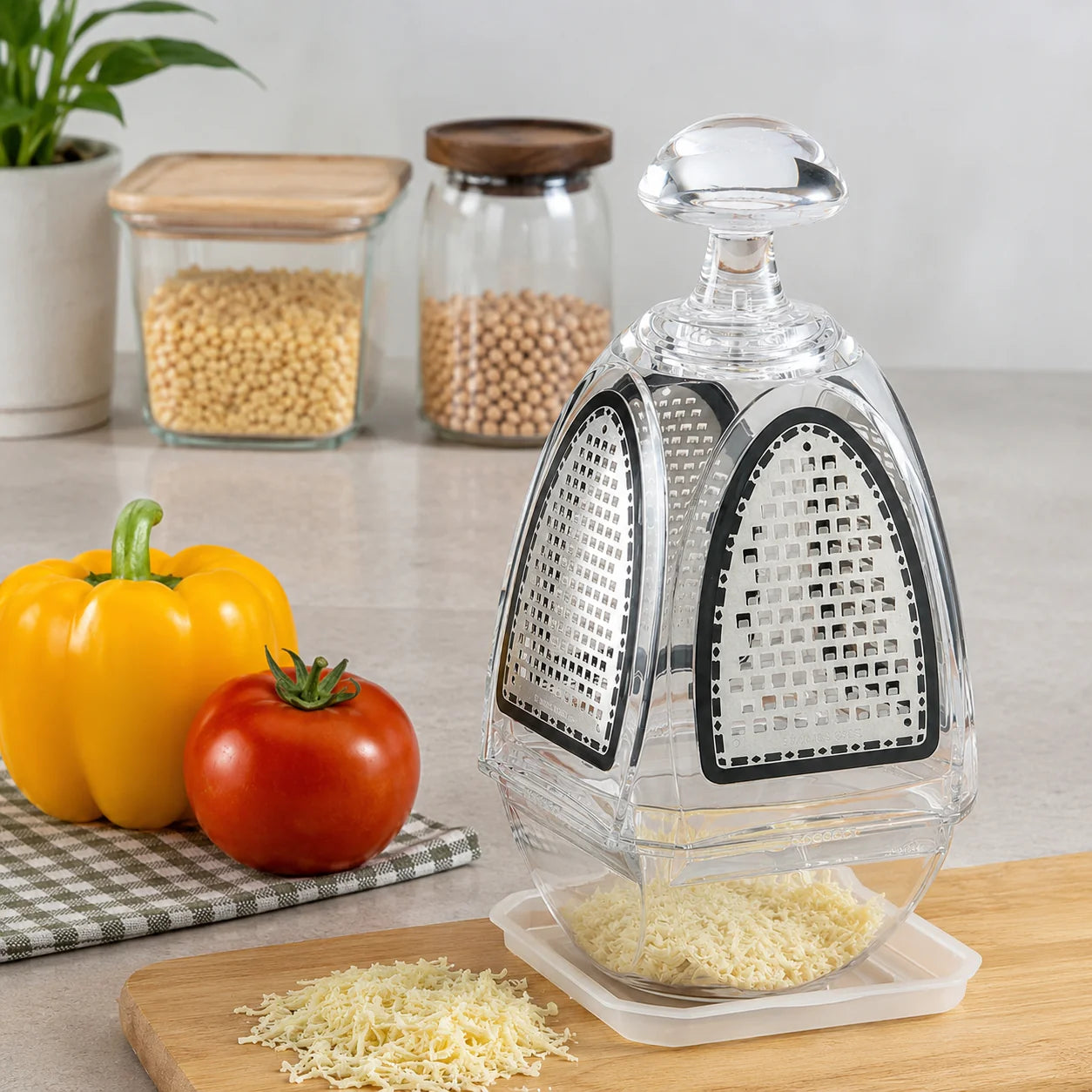 4 In 1 Kitchen Grater with Storage Box, Multi Sided Vegetable And Cheese Grater, All In One Cheese Shredder with Container, Manual Cheese And Vegetable Grater