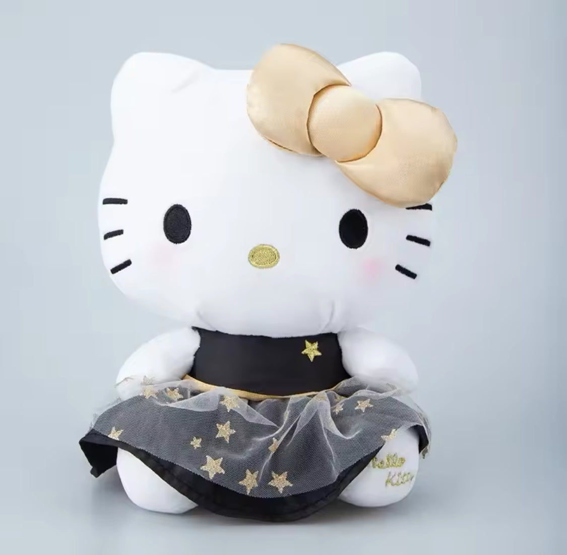 25cm Hello Kitty Cat Plush Toy, Black And Gold Series Cat Stuffed Pillow For Kids, Adorable Animal Stuffed Toy