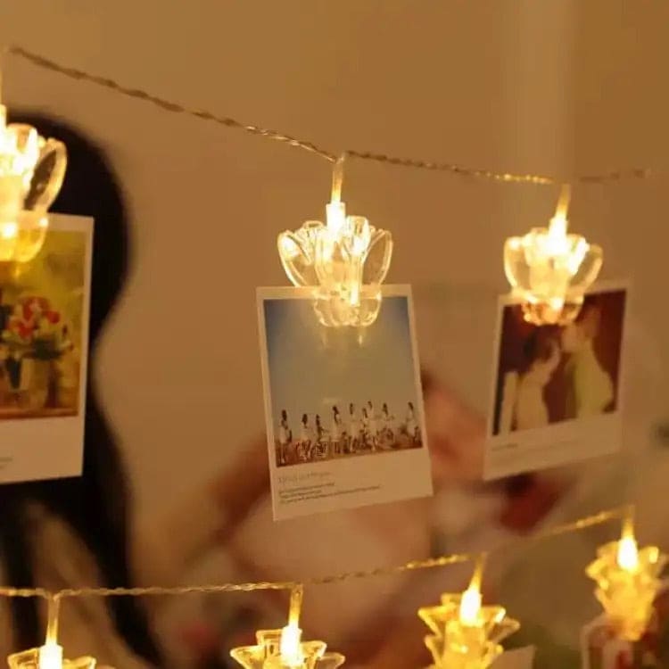 10 Pcs Led Photo Clip String Lights, Outdoor Heart-Shaped Fairy Lights, Curtain String Light Heart Shaped LED String Lights