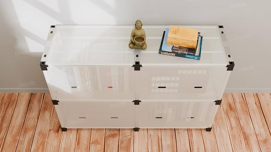 Multiayer Dustproof Cabinet Storage Shelf, Plastic Book Cabinet Organizer, Multipurpose Storage Rack, Portable Wardrobe Cabinet, Clothes Storage Organizer, No Installation Storage Cabinet
