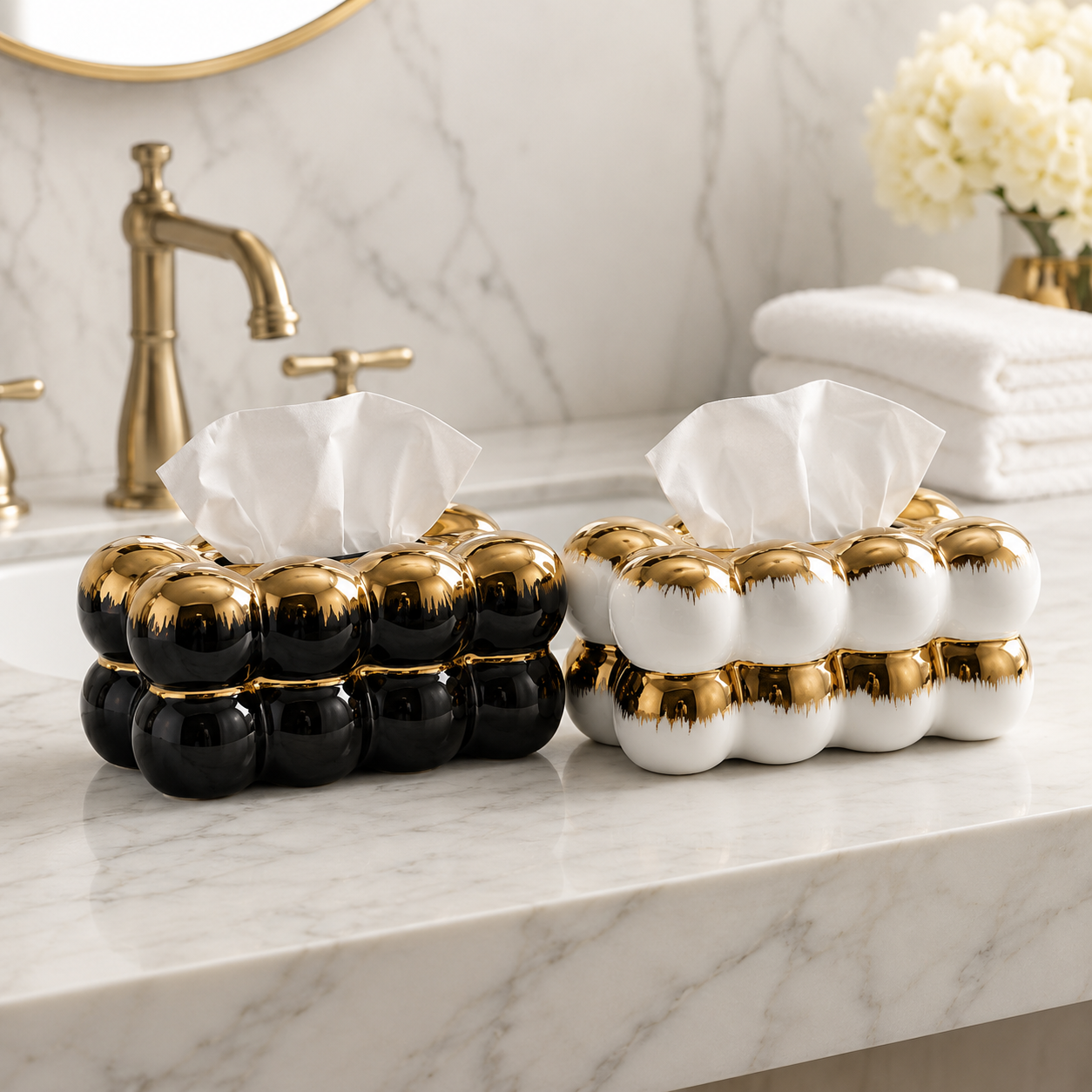 Luxury Bubble Ceramic Tissue Box, Decorative Ceramic Tissue Box, Luxury Vanity Tissue Box