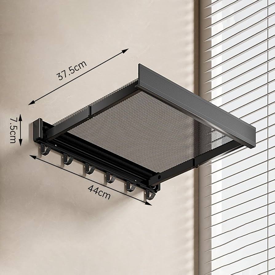 Retractable Aluminium Alloy Clothes Drying Net, Foldable Mesh Laundry Dryer with Hooks, Sturdy Clothes Rack For Balcony